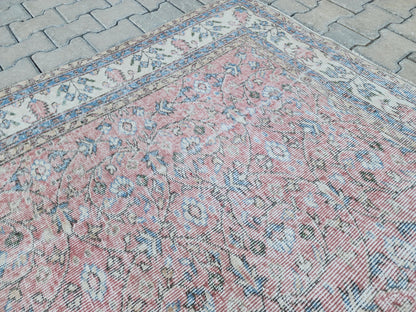 7x10 Neutral Area Rug, Dining Room Decor, Faded Red Rustic Design