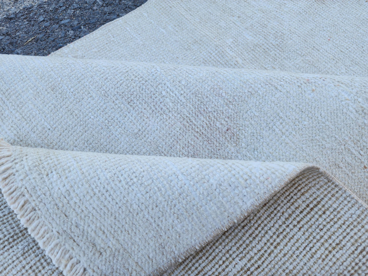 3x12 Neutral Runner Rug, Turkish Hand Knotted, Up Cycled Wool, Kitchen Decor