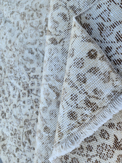 Handwoven Turkish Oushak Rug 3x6: Wool & Cotton Neutral Rug