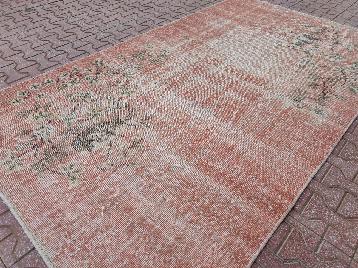 Handwoven Turkish Oushak Rug: Bohemian Wool & Cotton Area Rug (3.4x6.7)