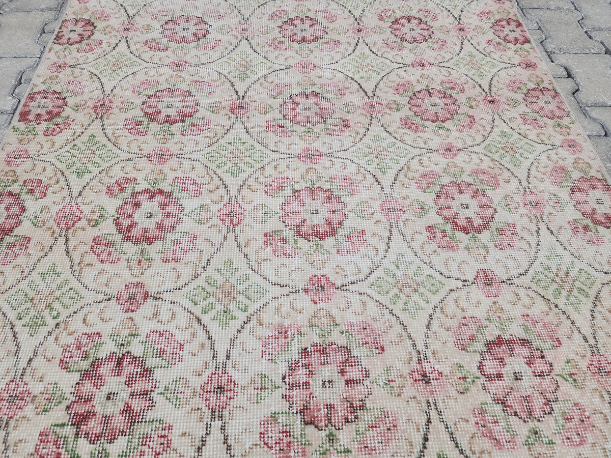 4x7 Handwoven Turkish Oushak Rug: Wool & Cotton Area Rug