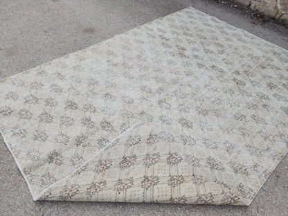 Neutral Oushak Rug 7x10: Hand-Knotted Turkish Wool Area Rug