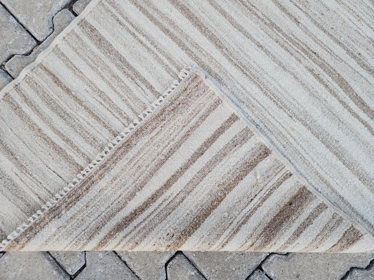 2.7x11, Neutral Wool ,Handwoven Turkish Kilim Runner Rug, Rustic Vintage Kilim
