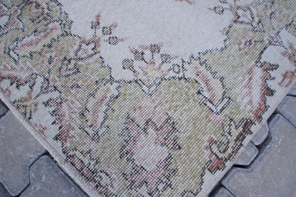 Vintage Turkish Oushak Rug 4x7: Handwoven Wool & Cotton