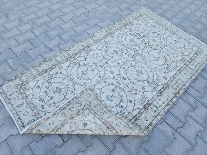 Handwoven Turkish Oushak Rug 4x7: Wool & Cotton Blend