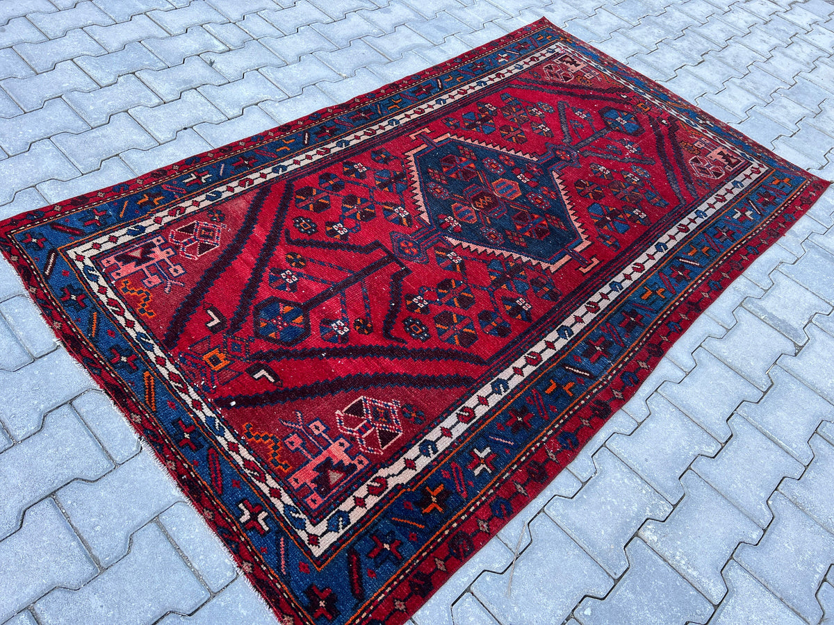 4x6 Vintage Oushak Rug: Turkish Wool Area Rug