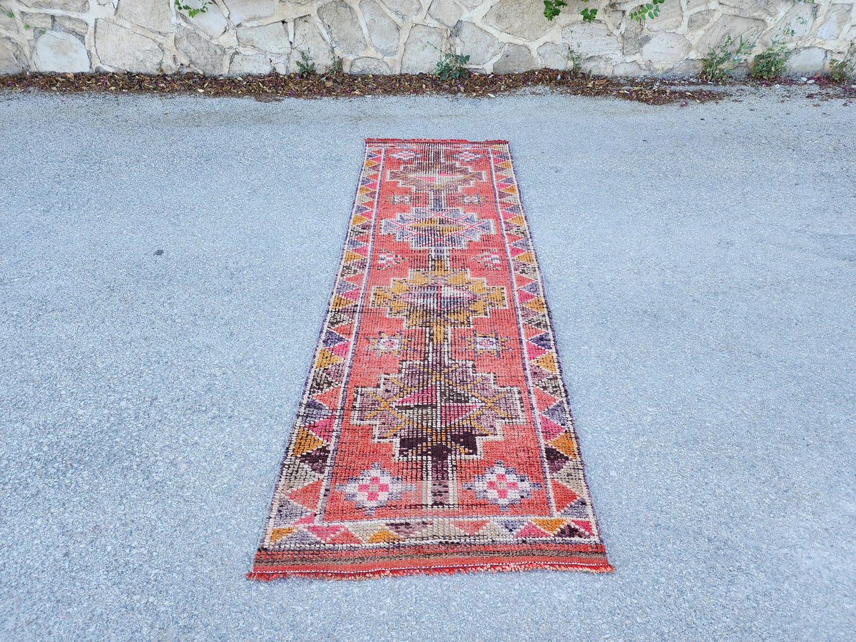 2x8 Mini Herki Runner, Home Rustic Decor, Kitchen Decor, Up Cycled Wool Rug