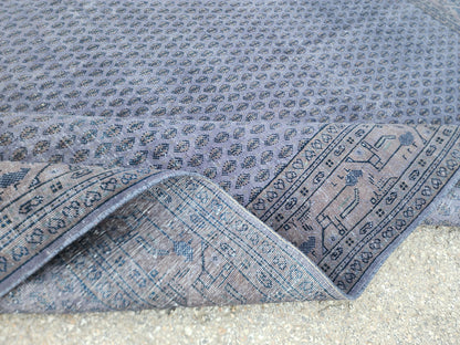 Handmade Wool Rug 6x7: Gray Rustic Boho Decor