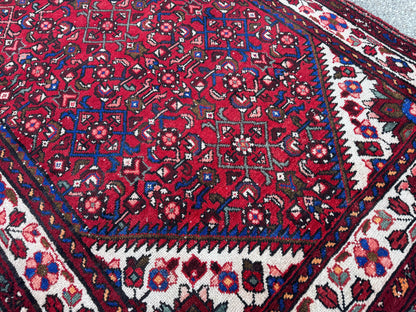 Hand Made Runner Rug 3x10, Red wool, Oriental Rustic Decor