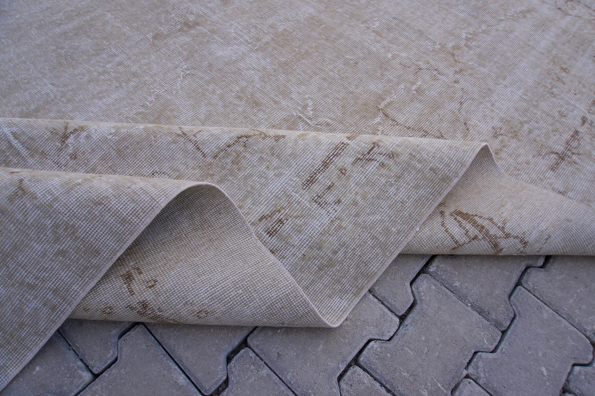 7x10 Neutral Rug, Boho Home Decor, Turkish Beige  Wool Hand Made
