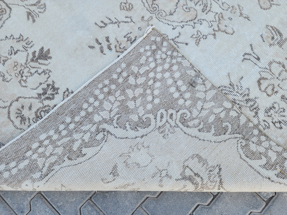 Neutral Wool Rug 6x9, Oriental Turkish Hand Made, Bed Room Decor