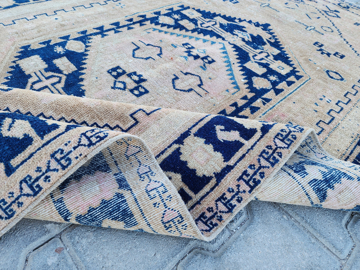 Vintage Oushak Rug 4x6: Neutral Turkish Handmade Area Rug