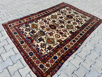 5x8 Antique Turkish Wool Rug: Handcrafted Boho Area Rug