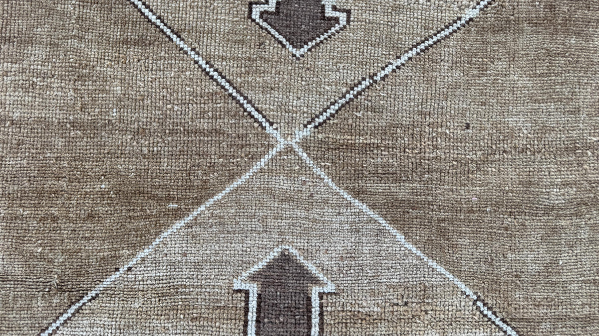 3x7 Small Kars Rug, Hand Knoted Boho Decor, Wool on Wool Brown Carpet