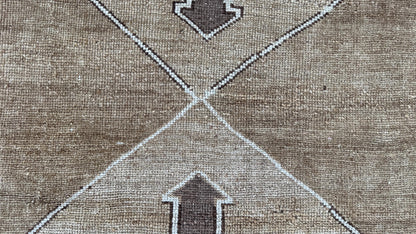 3x7 Small Kars Rug, Hand Knoted Boho Decor, Wool on Wool Brown Carpet