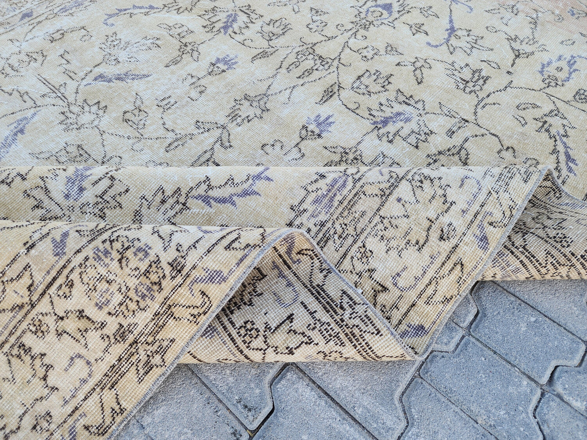 Handwoven Turkish Oushak Rug: 5x8 Beige Wool & Cotton Rug