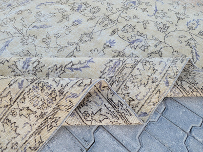 Handwoven Turkish Oushak Rug: 5x8 Beige Wool & Cotton Rug
