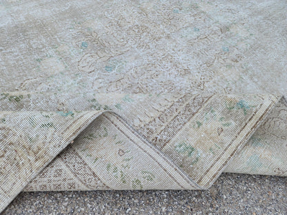 Neutral Area Rug 6x10: Hand Made Rustic Decor, Beige And Brown Turkish Carpet