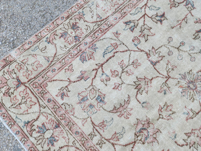 Handwoven Oushak Wool Rug 5×8 Neutral Beige Turkish Area Rug