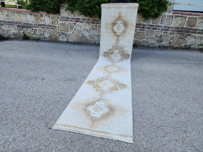 3x12 Neutral Runner Rug, Hallway Bohemian Decor, Up Cycled Wool