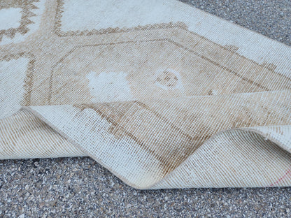 3x13 Neutral Turkish Runner Rug: Beige Rustic Hallway Decor