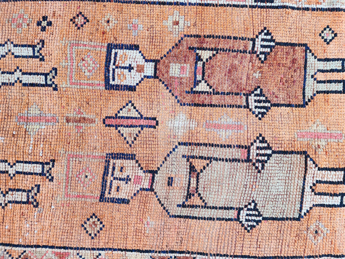 3x8 Tribal Runner Rug, Hand Made Rustic Decor, Kitchen Decor, Up Cycled Wool