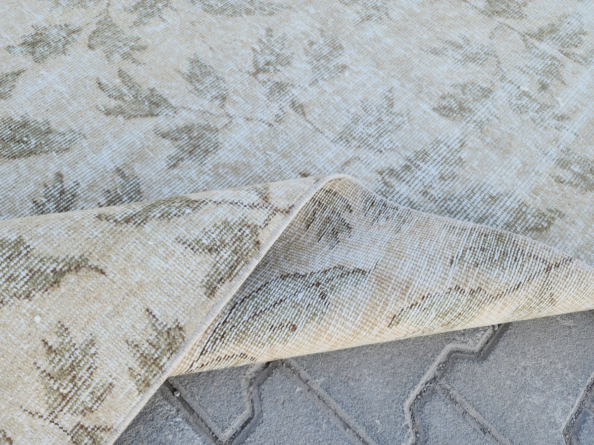 Handwoven Turkish Oushak Rug 3x7: Wool & Cotton Blend