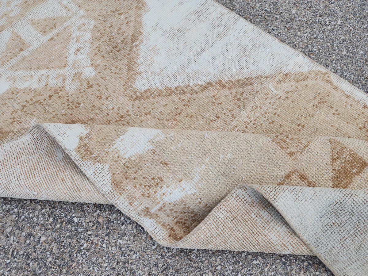 3x13 Hand-Knotted Turkish Wool Runner Rug, Neutral Hallway & Entryway Rug