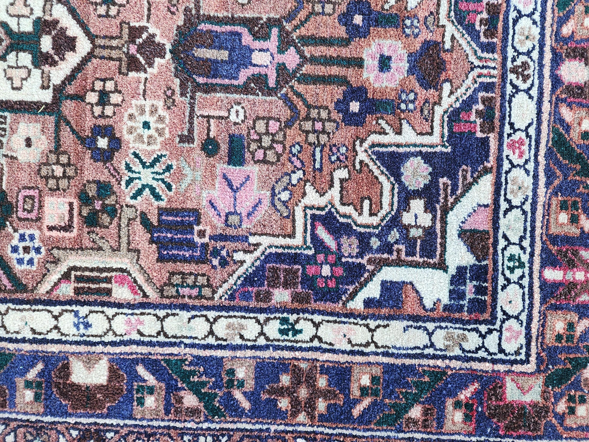 3x9 Hand Made Runner Rug: Persian Medallion Design, Rustic Decor