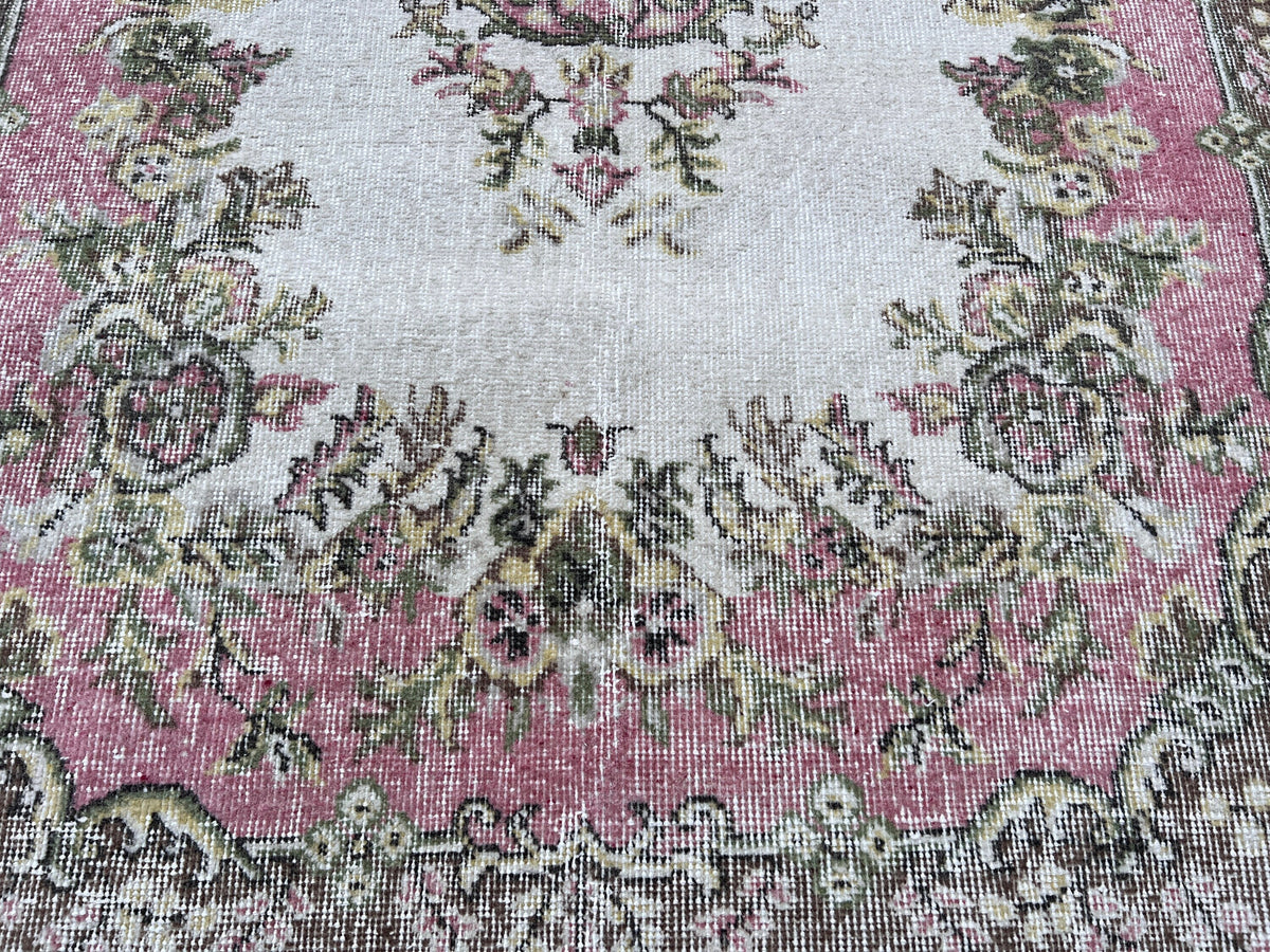 Handwoven Turkish Oushak Rug 4x7: Wool & Cotton Blend