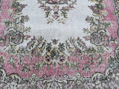Handwoven Turkish Oushak Rug 4x7: Wool & Cotton Blend