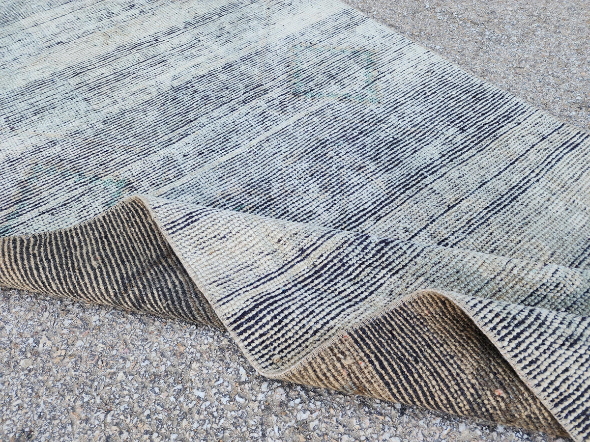 3x11 Vintage Gray Wool Runner Rug: Hand Knotted Hallway Carpet