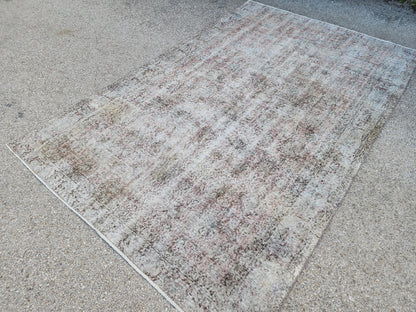 Vintage Oushak Rug 5x8: Handwoven Turkish Wool, Neutral Farmhouse Style
