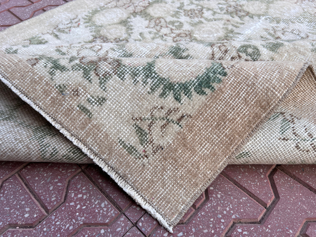 Vintage Oushak Rug 4x6: Handwoven Wool & Cotton Bohemian Rug