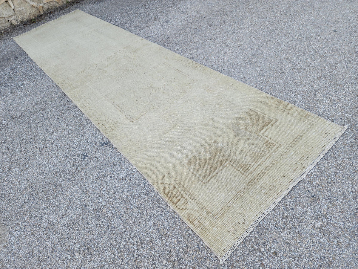 3x13 Vintage Turkish Wool Runner Rug, Hand-Knotted Hallway & Entryway Rug