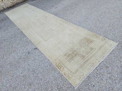 3x13 Vintage Turkish Wool Runner Rug, Hand-Knotted Hallway & Entryway Rug