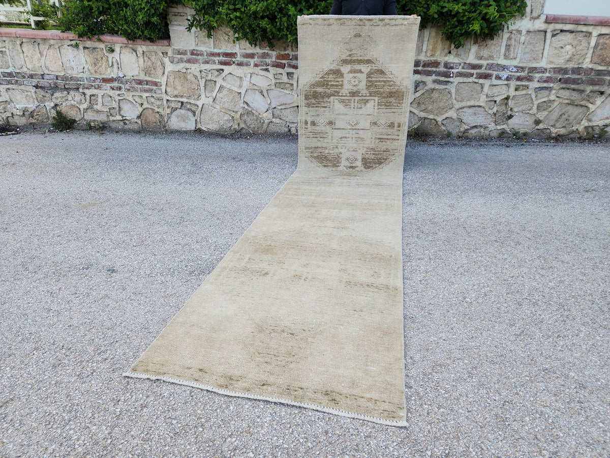 Neutral Runner Rug 3x12, Eco Friendly, Bohemian Home Decor, Up Cycled Wool