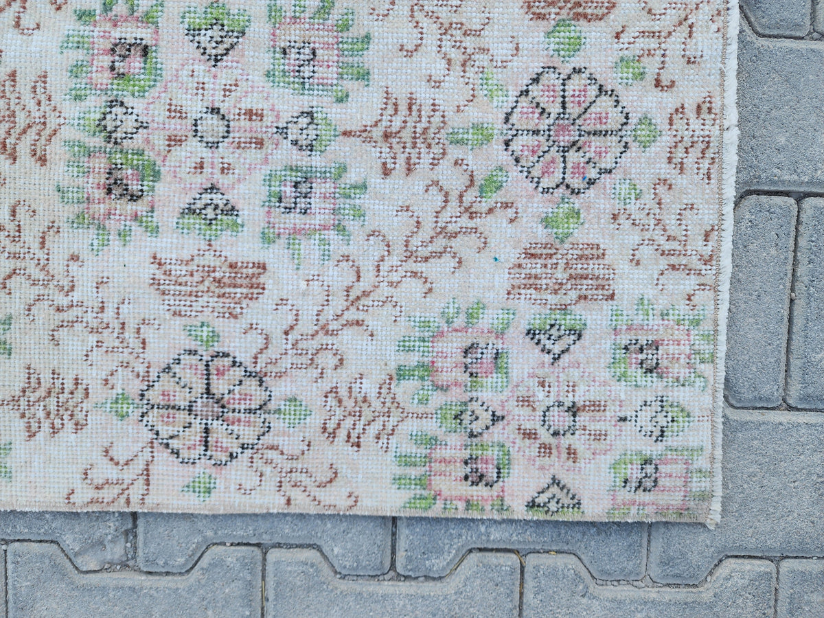 3x6 Hand Made Rug, Kitchen Small Decor, Oriental Boho Carpet
