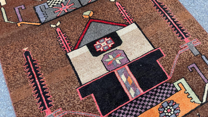 3x10 Kars Rustic Runner Rug, Hand Knotted Up Cycled Wool, Hallway Decor