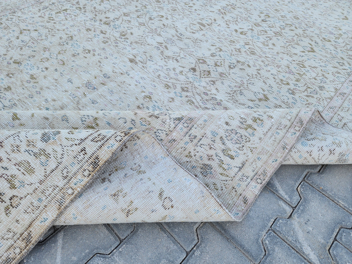 6x11 Neutral Turkish Area Rug, Oushak Hand Made Carpet, Beige Color, Home Farmhouse Decor