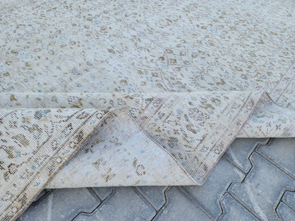 6x11 Neutral Turkish Area Rug, Oushak Hand Made Carpet, Beige Color, Home Farmhouse Decor