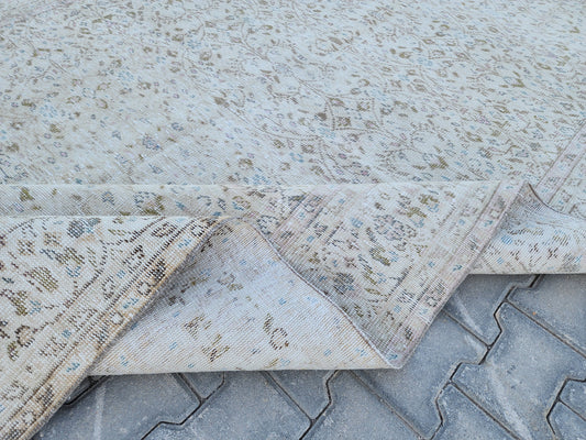 6x11 Neutral Turkish Area Rug, Oushak Hand Made Carpet, Beige Color, Home Farmhouse Decor