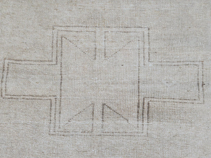 Muted Beige Runner Rug 3x12, Turkish Home Decor Wool Carpet, Hallway Decor