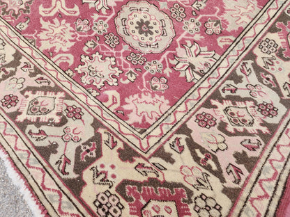 6x8 Turkish Hand Made Rug, Bohemian Rustic Decor, Oushak Red Wool Carpet