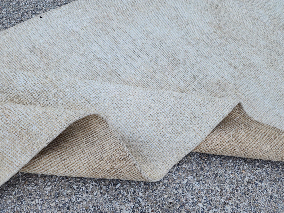 3x11 Neutral Muted Runner Rug, Hand Knoted Rustic Decor, Eco Friendly