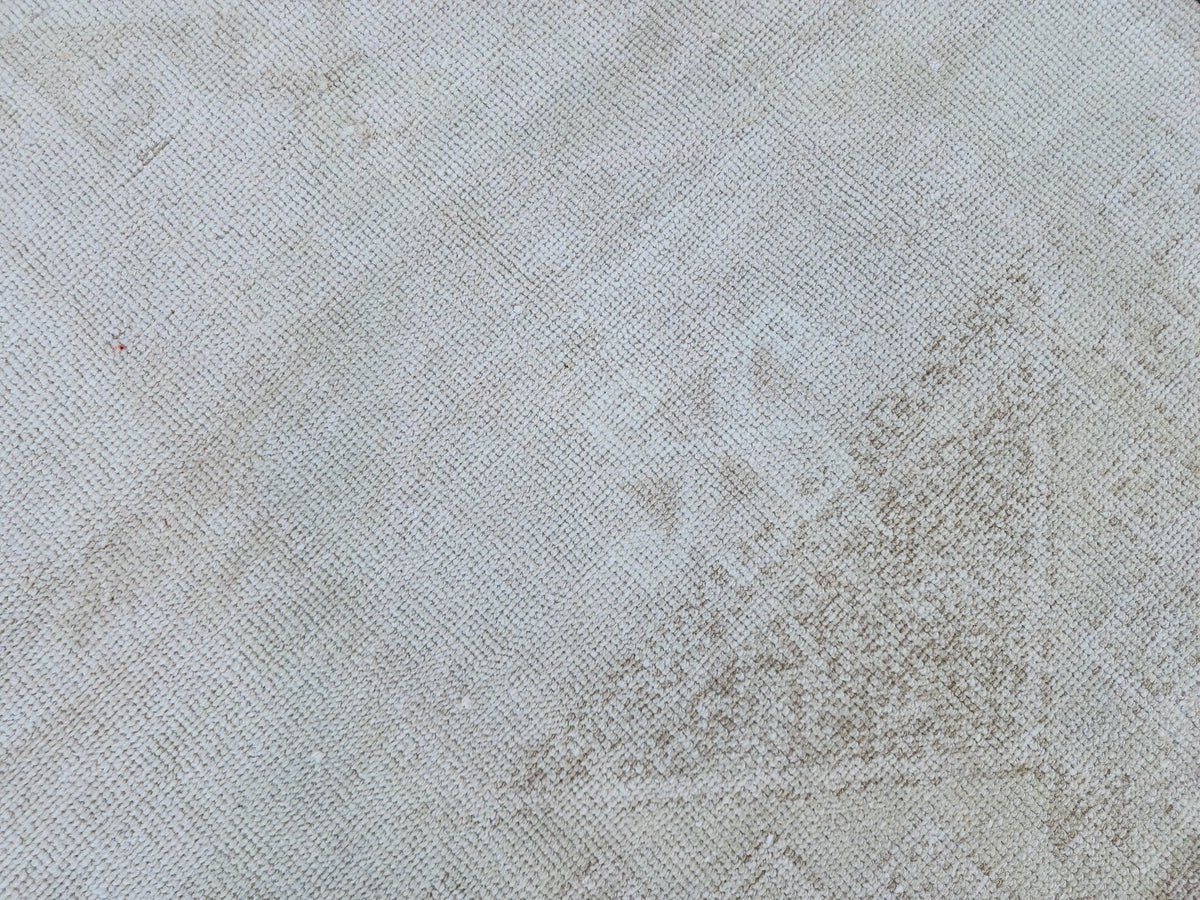 Neutral Vintage Runner Rug 2.7 x 11.3 ft, Turkish Hand Knotted Up Cycled Wool, Eco Friendly