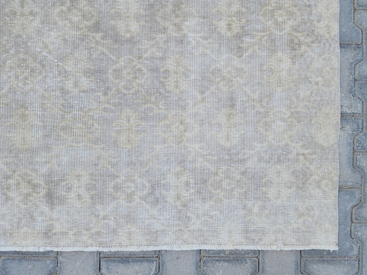 7x10 Neutral Rug, Geometric Design, Turkish Wool hand Made, Living Room Decor