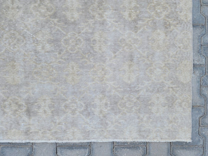 7x10 Neutral Rug, Geometric Design, Turkish Wool hand Made, Living Room Decor