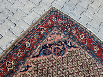 Antique Persian Rug 5x9: Hand-Knotted Wool Carpet, Boho Home Decor