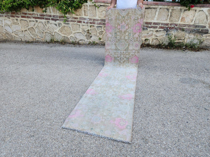 Handmade Wool Runner Rug 2x9: Neutral Farmhouse Boho Decor